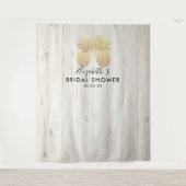 Bruidsfeest Foto Achtergrond Gouden Ananas Koppel Wandkleed (Voorkant)