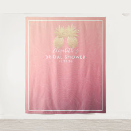 Bruidsfeest Foto Achtergrond Gouden Ananas Paar Wandkleed