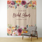 Bruidsfeest | Foto-achtergrond met bordeaux bloeme Wandkleed (In situ)