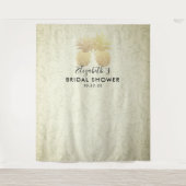 Bruidsfeest Foto Achtergrond Modern Gouden Ananas Wandkleed (Voorkant)