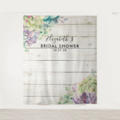 Bruidsfeest Foto Achtergrond Succulent Rustieke Ho Wandkleed (Voorkant)