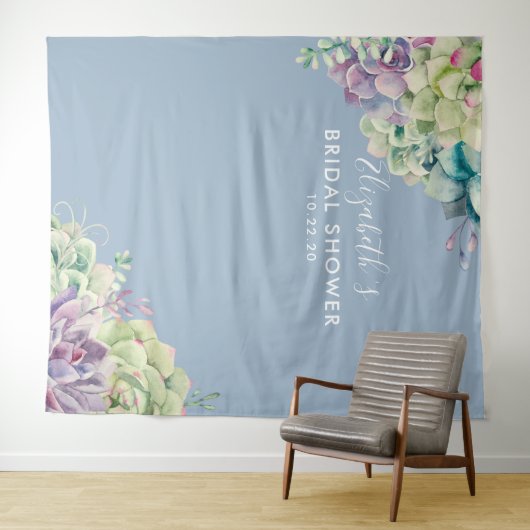Bruidsfeest Foto Achtergrond Waterverf Succulenten Wandkleed (In Situ (horizontaal))