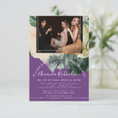 Bruidsfeest Foto Paarse Bloemen Verjaardag Meisjes Kaart (Staand voorkant)
