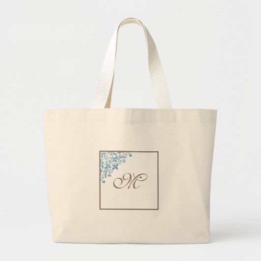 Bruidsfeest Frans Blauw Fleur de Lis Monogram Grote Tote Bag (Voorkant)