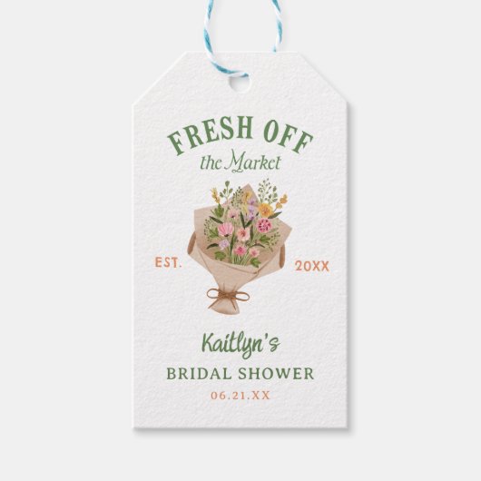Bruidsfeest 'Fresh Off The Market' Boerenmarkt Cadeaulabel (Voorkant)