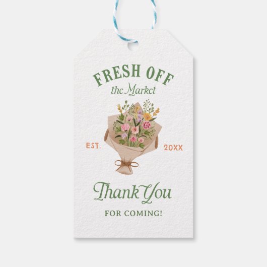 Bruidsfeest 'Fresh Off The Market' Boerenmarkt Cadeaulabel (Achterkant)