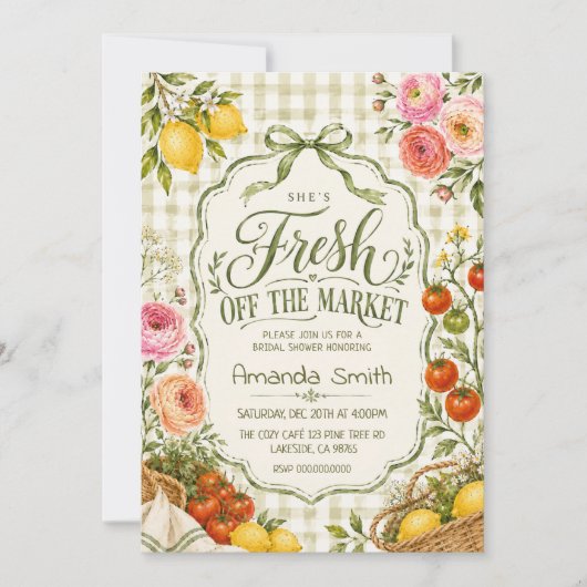 Bruidsfeest 'Fresh Off the Market' Kaart (Voorkant)