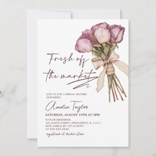 Bruidsfeest 'Fresh Off The Market' Kaart (Voorkant)