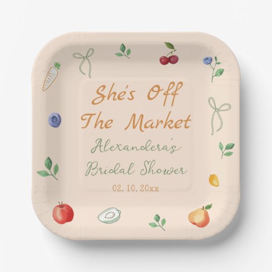 Bruidsfeest 'Fresh Off the Market' Papieren Bordje (Voorkant)