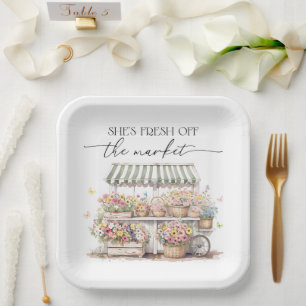 Bruidsfeest 'Fresh Off The Market' Papieren Bordje