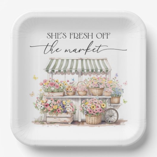 Bruidsfeest 'Fresh Off The Market'  Papieren Bordje (Voorkant)