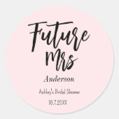 Bruidsfeest Future Mrs Roze Ronde Sticker (Voorkant)