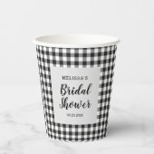 Bruidsfeest geruite zwart-wit Gingham Papieren Bekers (Voorkant)