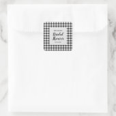 Bruidsfeest geruite zwart-wit Gingham Vierkante Sticker (Tas)