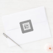 Bruidsfeest geruite zwart-wit Gingham Vierkante Sticker (Envelop)