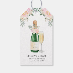 Bruidsfeest giftlabels met Bloemen & Prosecco Cadeaulabel