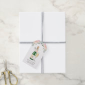 Bruidsfeest giftlabels met Bloemen & Prosecco Cadeaulabel (Met Touw)
