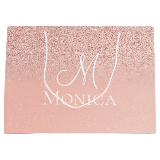 Bruidsfeest Glitter Baby Roze Monogram Cadeautas (Voorkant)