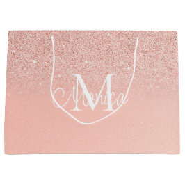 Bruidsfeest  Glitter Baby Roze Monogram Geschenken Groot Cadeauzakje