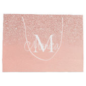 Bruidsfeest  Glitter Baby Roze Monogram Geschenken Groot Cadeauzakje (Achterkant)