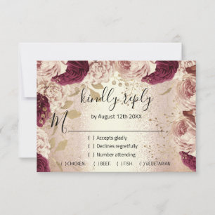 Bruidsfeest glitter bruid rozen goud krans flora RSVP kaartje