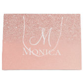 Bruidsfeest Glitter Roze Monogram Cadeautas (Voorkant)