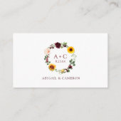 Bruidsfeest gokspel zonnebloemen rozen informatiekaartje (Achterkant)