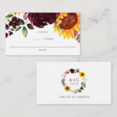 Bruidsfeest gokspel zonnebloemen rozen informatiekaartje (Voorkant / Achterkant)