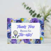 Bruidsfeest Golf Blauwe Bloemen Laatste Swing Bedankkaart (Staand voorkant)