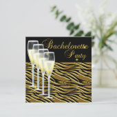 Bruidsfeest Goud Champagne Zwart Kaart (Staand voorkant)