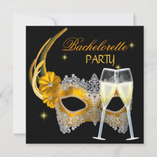 Bruidsfeest Gouden Masker Champagne Zwart Kaart