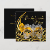 Bruidsfeest Gouden Masker Zwart Kaart (Voorkant / Achterkant)