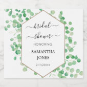 Bruidsfeest groene eucalyptus wit sparkling wijnetiket (Enkel label)