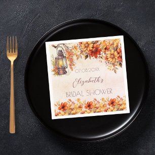 Bruidsfeest herfst oranje bloemen roestige lamp servet