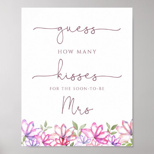 Bruidsfeest Hoeveel Kussen Spel Roze Groenery   Poster (Voorkant)