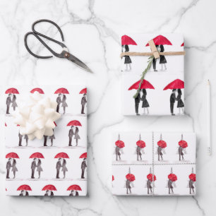 Bruidsfeest Huwelijksjubileum Romantisch Schattig Inpakpapier Vel