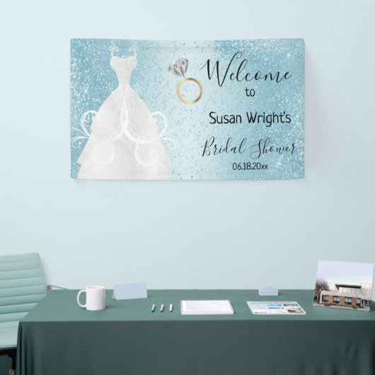 Bruidsfeest in babyblauw spandoek (Beurs)