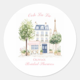 Bruidsfeest in Parijs Parijse Café Ronde Sticker