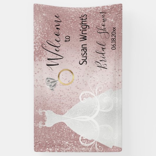 Bruidsfeest in Roze Goud Spandoek (Verticaal)