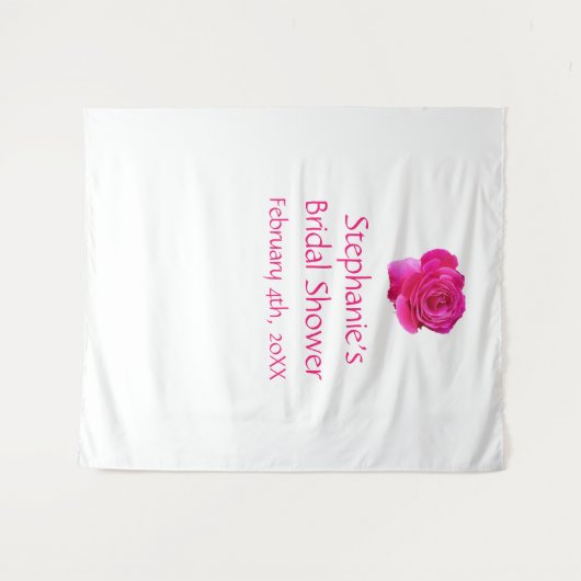 Bruidsfeest Initialen Naam Roze Roos Wit Koel Wandkleed (Voorkant (horizontaal))