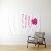 Bruidsfeest Initialen Naam Roze Roos Wit Koel Wandkleed (In Situ (horizontaal))