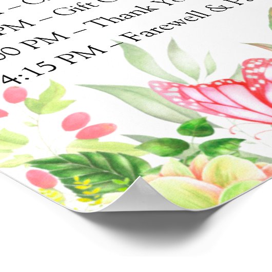 Bruidsfeest Itinerary 🎀 Watercolor Bloemenplan Poster (Hoek)