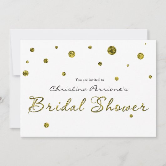 Bruidsfeest Kaart Wit Goud Glitter Modern (Voorkant)