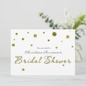Bruidsfeest Kaart Wit Goud Glitter Modern (Staand voorkant)