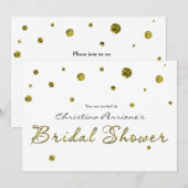Bruidsfeest Kaart Wit Goud Glitter Modern (Voorkant / Achterkant)