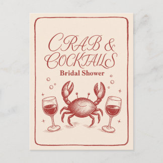 Bruidsfeest Krabcocktails Kustfeest Schattig  Briefkaart