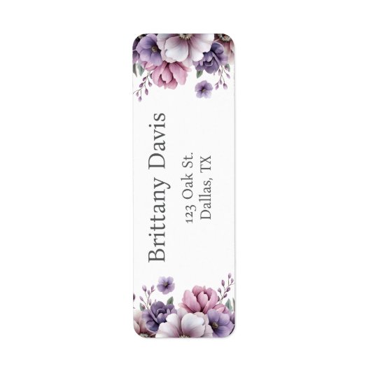 Bruidsfeest Lavendel Bloem Retouradres Etiket (Voorkant)