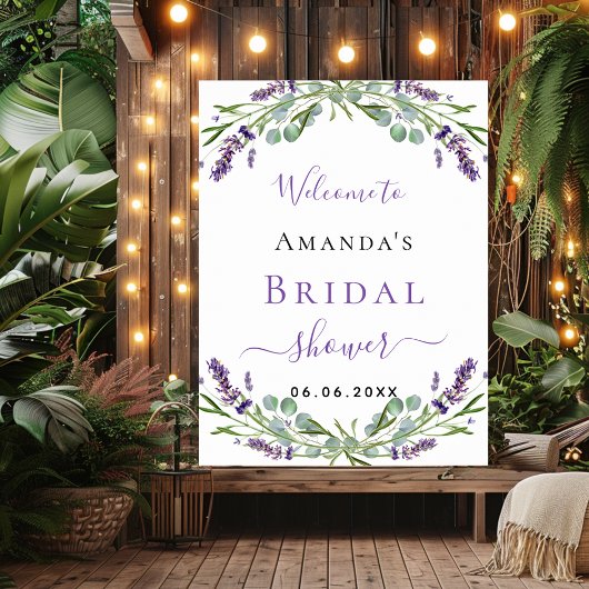 Bruidsfeest lavendel eucalyptus groen welkom poster
