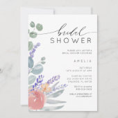 Bruidsfeest Lavendel & Eucalyptus Waterverf Kaart (Voorkant)