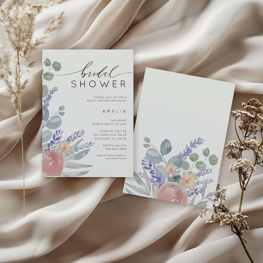 Bruidsfeest Lavendel & Eucalyptus Waterverf Kaart